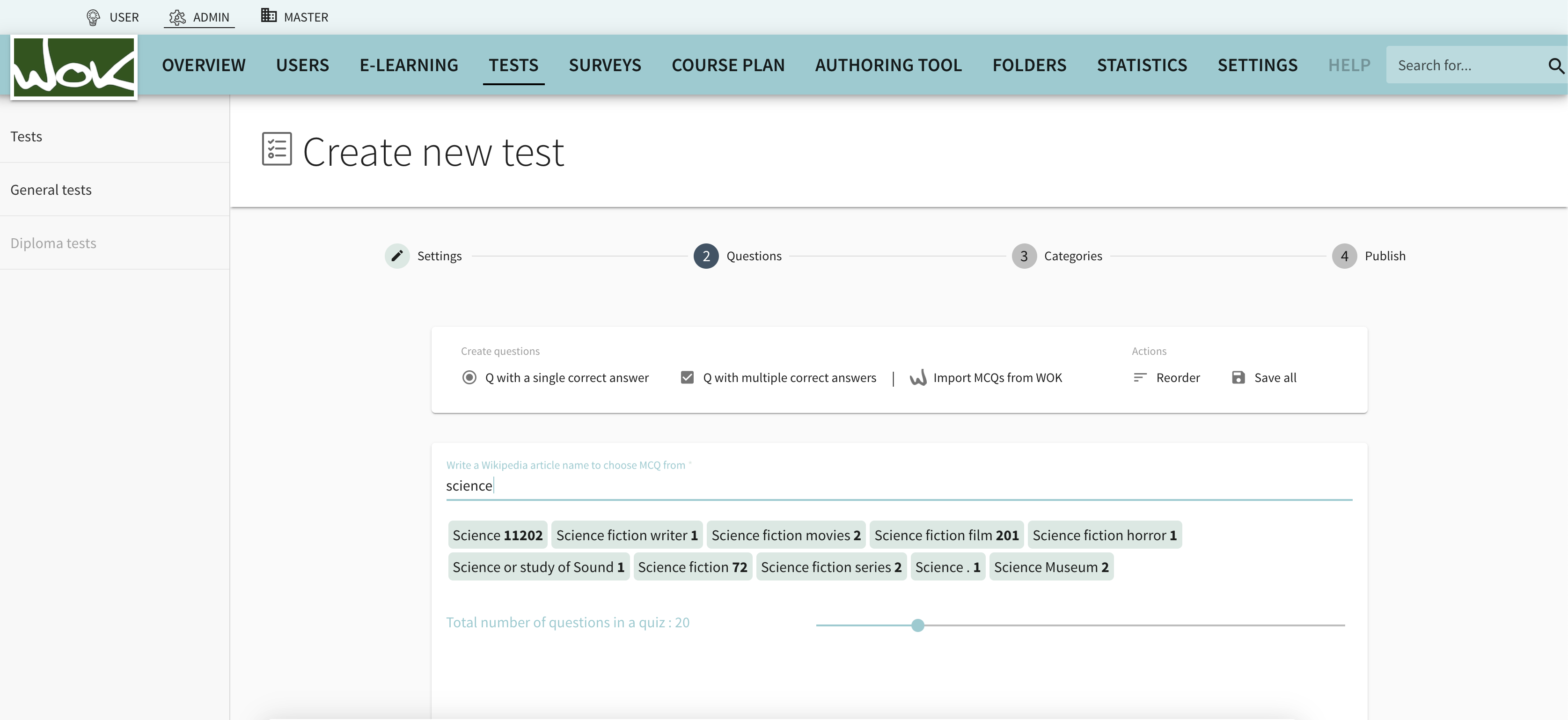 KLMS test creation step3 screens 200305